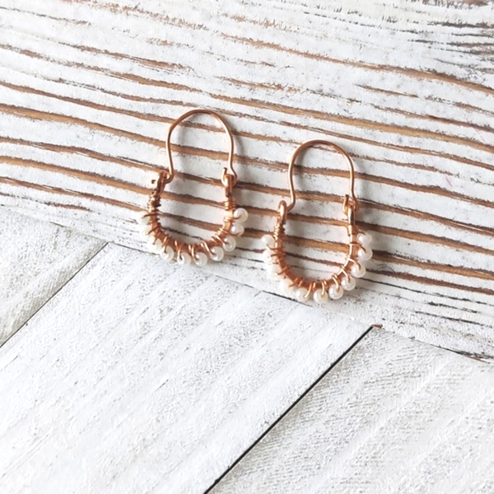 Artisan Jewelry Collection - Shay Copper and Pearl Earrings